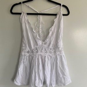 Free People White Lace Strap Top